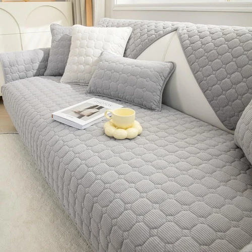 Verdicker Sofabezug Plüsch Sofakissen Karo rutschfest Sofabezug Sofa Handtuch USA - Bild 24 von 46
