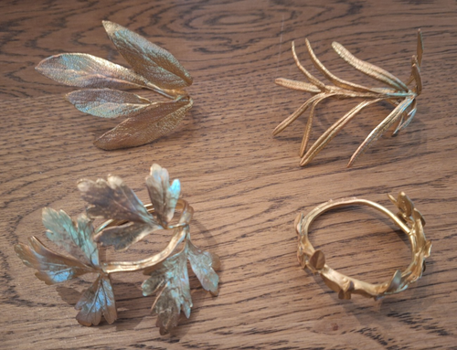 Table Art by Michael Michaud Herb Napkin Rings Boxes Set Of 4 Gold - Picture 2 of 20