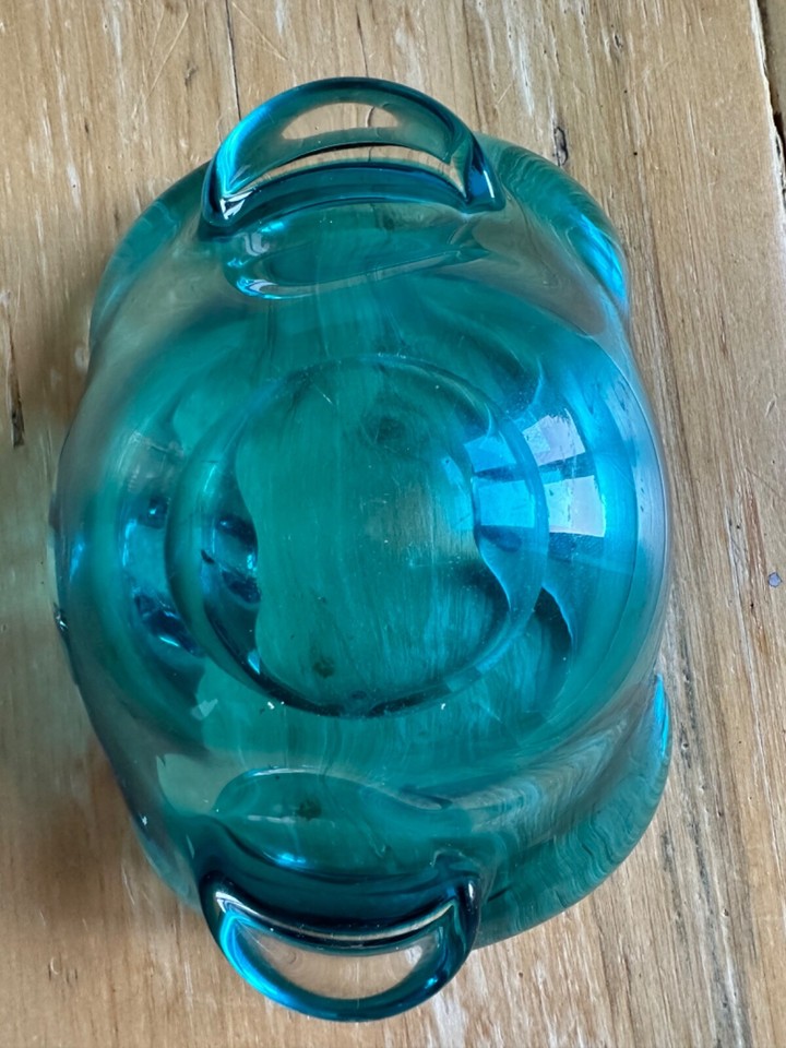Vintage Murano Pinched Rim Aqua & Clear Glass Trinket dish / Ashtray eBay