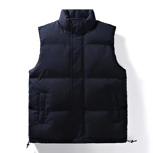 Stand Collar Men's Cotton-Padded Waistcoat Winter Gilet Thickened Thermal Vest - Picture 16 of 22