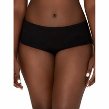 No Boundaries Women's Shortie Boyshort Panties LARGE Cotton Black Ribbed