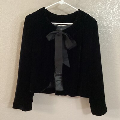 Banana Republic Jacket Women Black Velvet Cape Cloak Tie