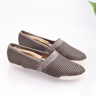 Frye Gray Leather Loafers with Perforated Design Perforated Cromwell Penny Loafer – Jay Butler main image 4