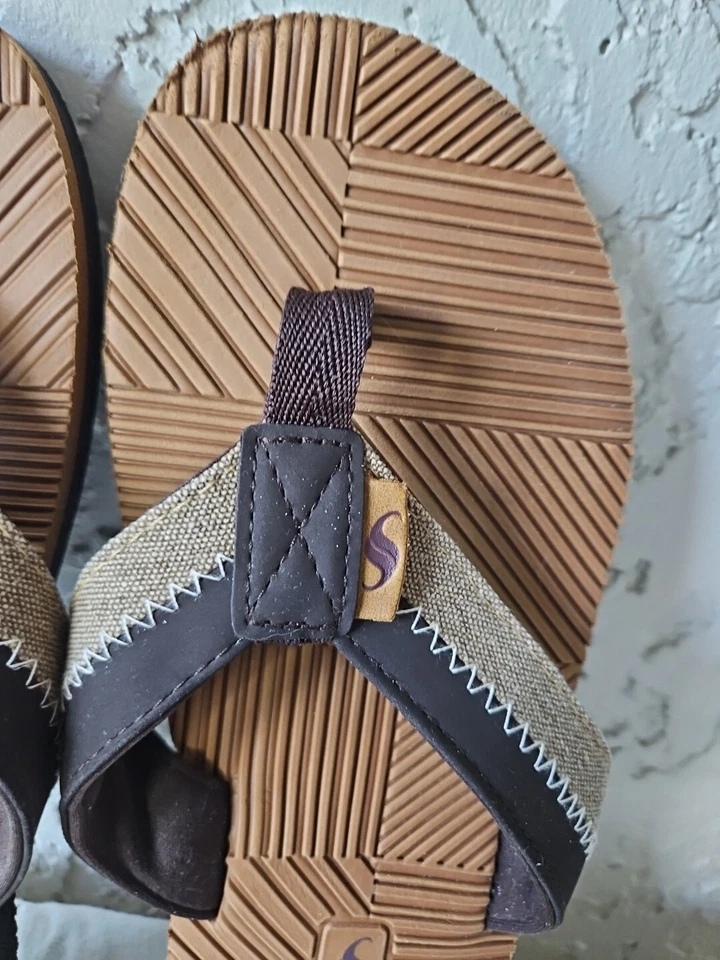 Sandalias chanclas "Wave" para hombre talla 11 marrón ropa de playa vacaciones Foto 3 de 4