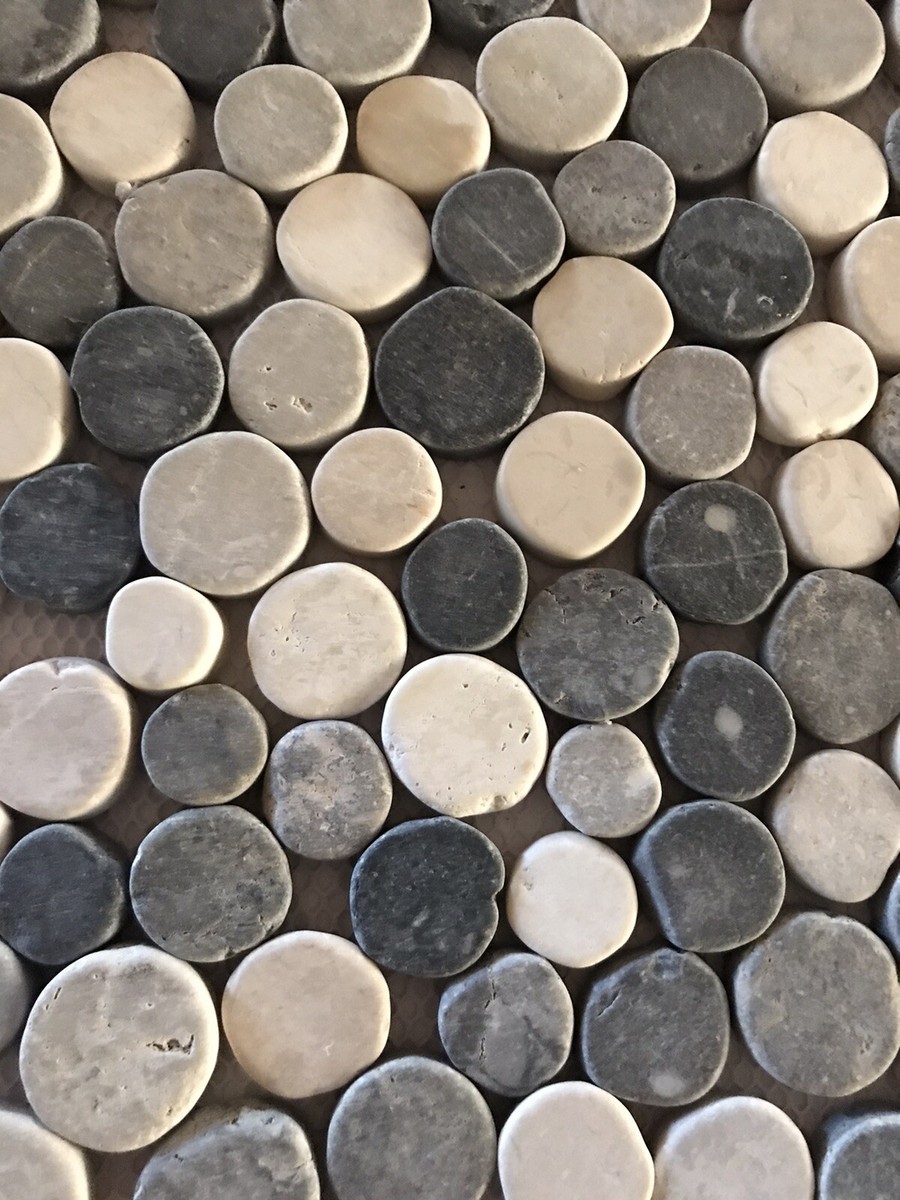 Primo Grey Pebble Tile - 12x12 Mesh-Backed Stone Tiles For Showers, Bathrooms, Patios