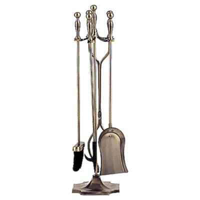 UniFlame HD Five Piece Antique Brass Fire Set Tool set with Base 30.5'' Tall