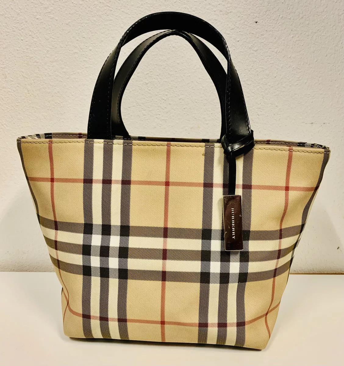 Vintage Burberry Nova Check Small Tote from Italy