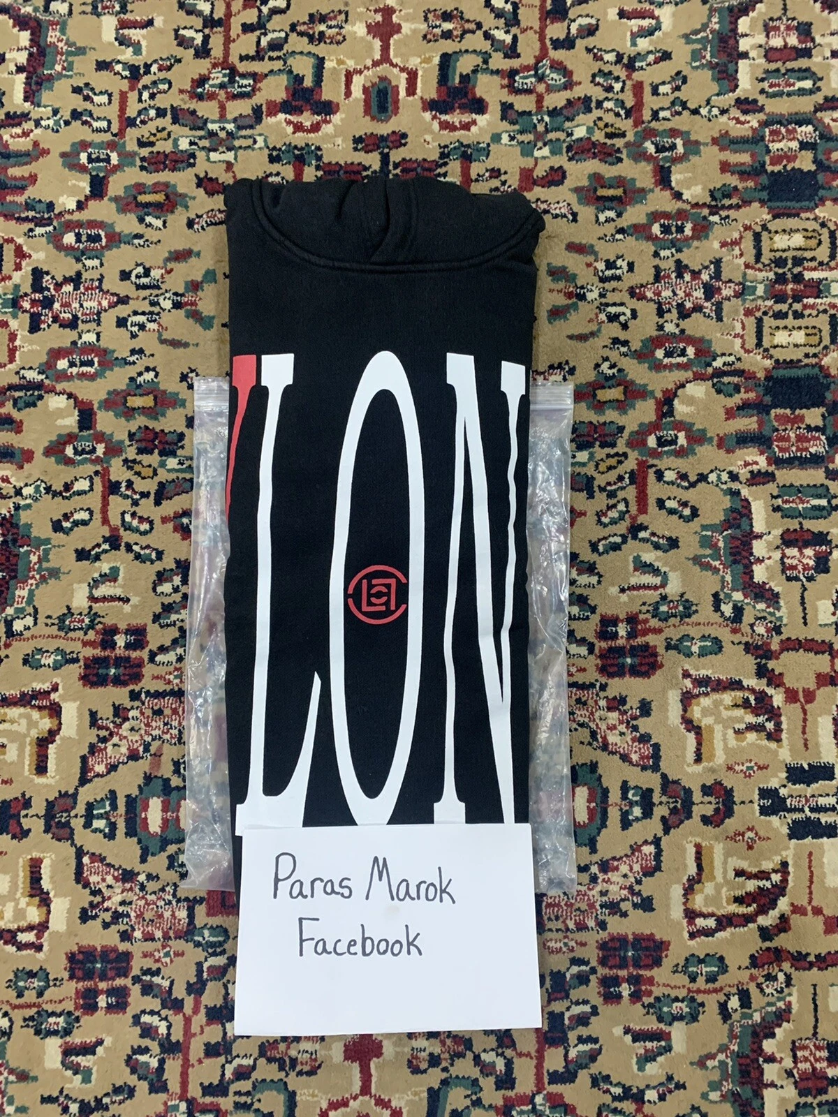 VLONE x CLOT DRAGON SWEAT SHIRT À CAPUCHE NOIR BLANC ROUGE ÉLEVÉ SUPREME NEUF MOYEN M