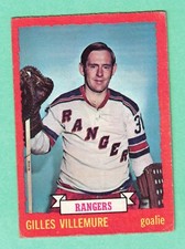 (1) GILLES VILLEMURE 1973-74 O-PEE-CHEE # 119 RANGERS GOALIE CREASED (I9848)