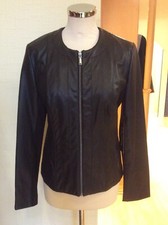 Betty Barclay Jacket Size 12 Bnwt Black Biker Faux Leather Rrp £175 Now £79