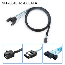 Internal HDD Mini SAS Cable SFF-8643 To 4 SATA Connect to Hard Drive 0.5 or 1M