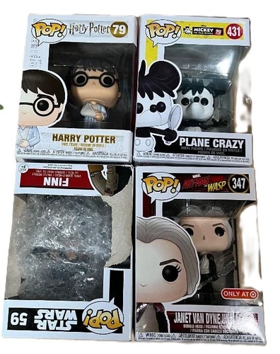 Funko Pop! Misc lot, Harry Potter, Plane Crazy, Janet Van D & (Finn is opened)