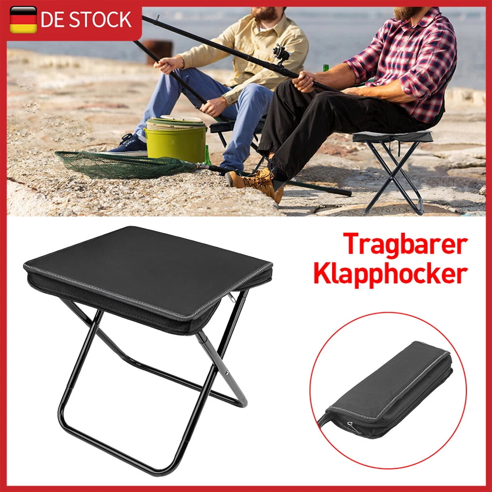 Klapphocker Campinghocker Kleiner Faltbarer Klappstuhl Hocker für Heimzug Freien - Bild 2 von 4