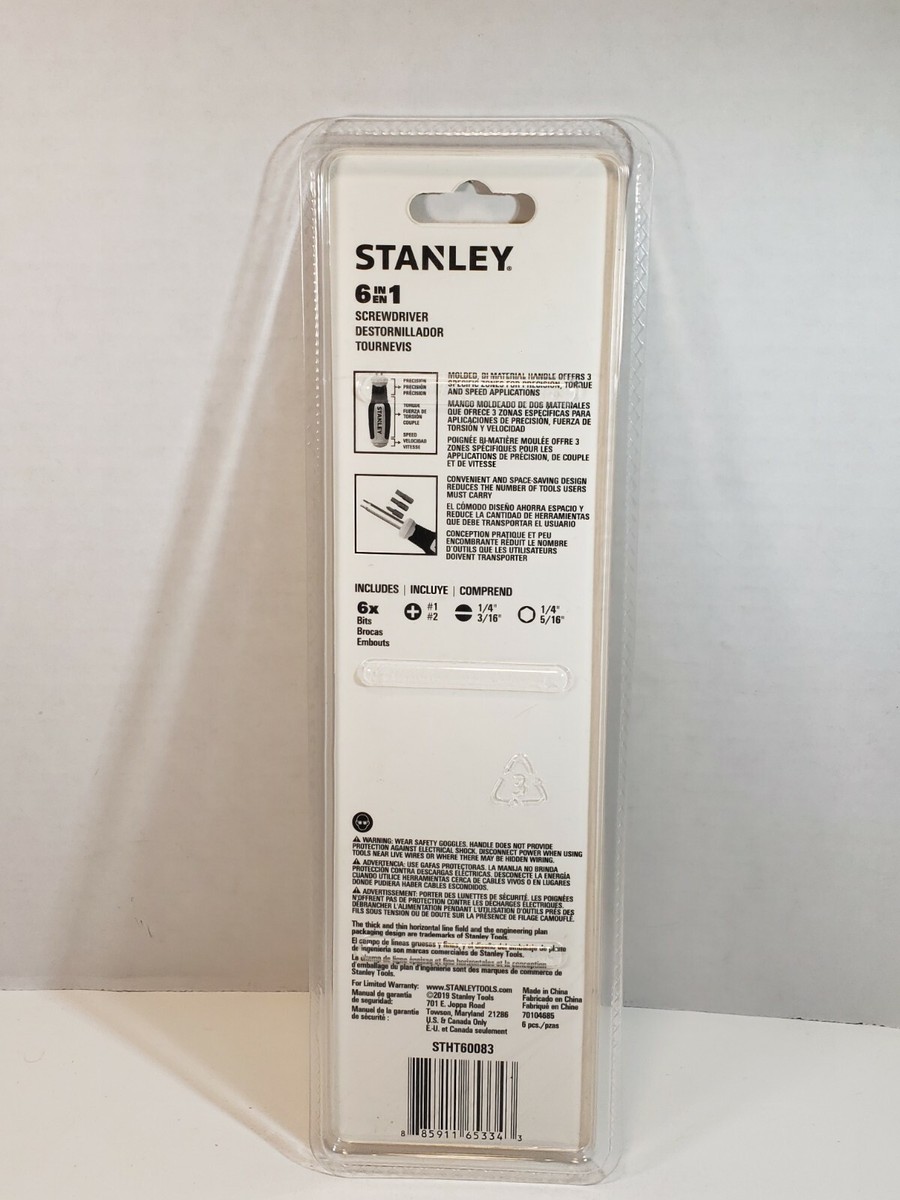 Stanley Hand Tools 6-in-1 Multi-Bit Screwdriver Model #STHT60083