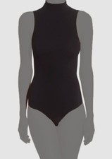 Commando Womens' Black Solid The Sleeveless Mock Neck Bodysuit One Size.