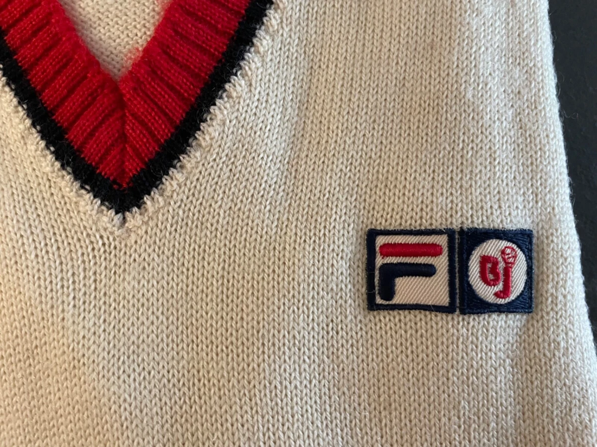 Fila Bjorn Borg Tennis VEST Pura Lana Vintage 80s Sport. Made in