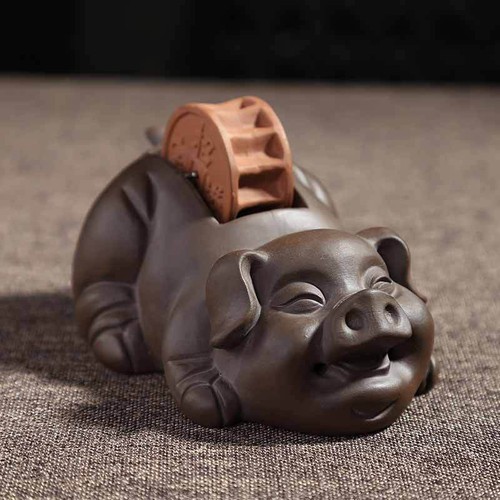 Piccola mascotte ricca per animali da tè buona fortuna Yixing Zisha viola argilla ornamento da tavola - Foto 13 di 19