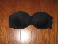 34B VICTORIA'S SECRET BIKINI BANDEAU STRAPLESS BLACK SWIM SUIT TOP VS