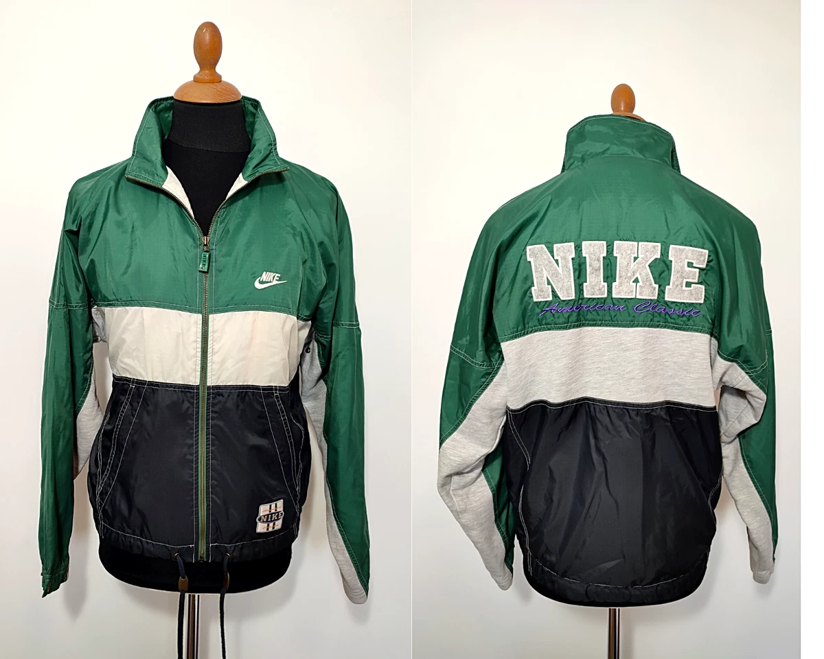 Vintage Nike Jacket Men's Sz. S 90s Green Retro Nylon Zip
