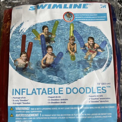 6 pk Doodles Inflatable Pool FLOAT Noodles Toy Learn To SWIM Water Aerobics 9008