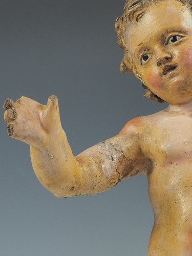 17th Century Italian Polychrome Painted Terracotta Jesus Child Putto Figure - Bild 12 von 17