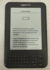 Amazon Kindle Keyboard 3, Wi-Fi, 6" 4GB, D00901 empty Battery Message