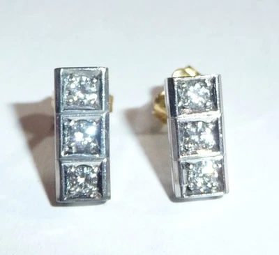 Ohrringe 750 Gold Weißgold 0.30ct. Diamanten Brillanten 3,6 Gramm - Bild 1 von 4
