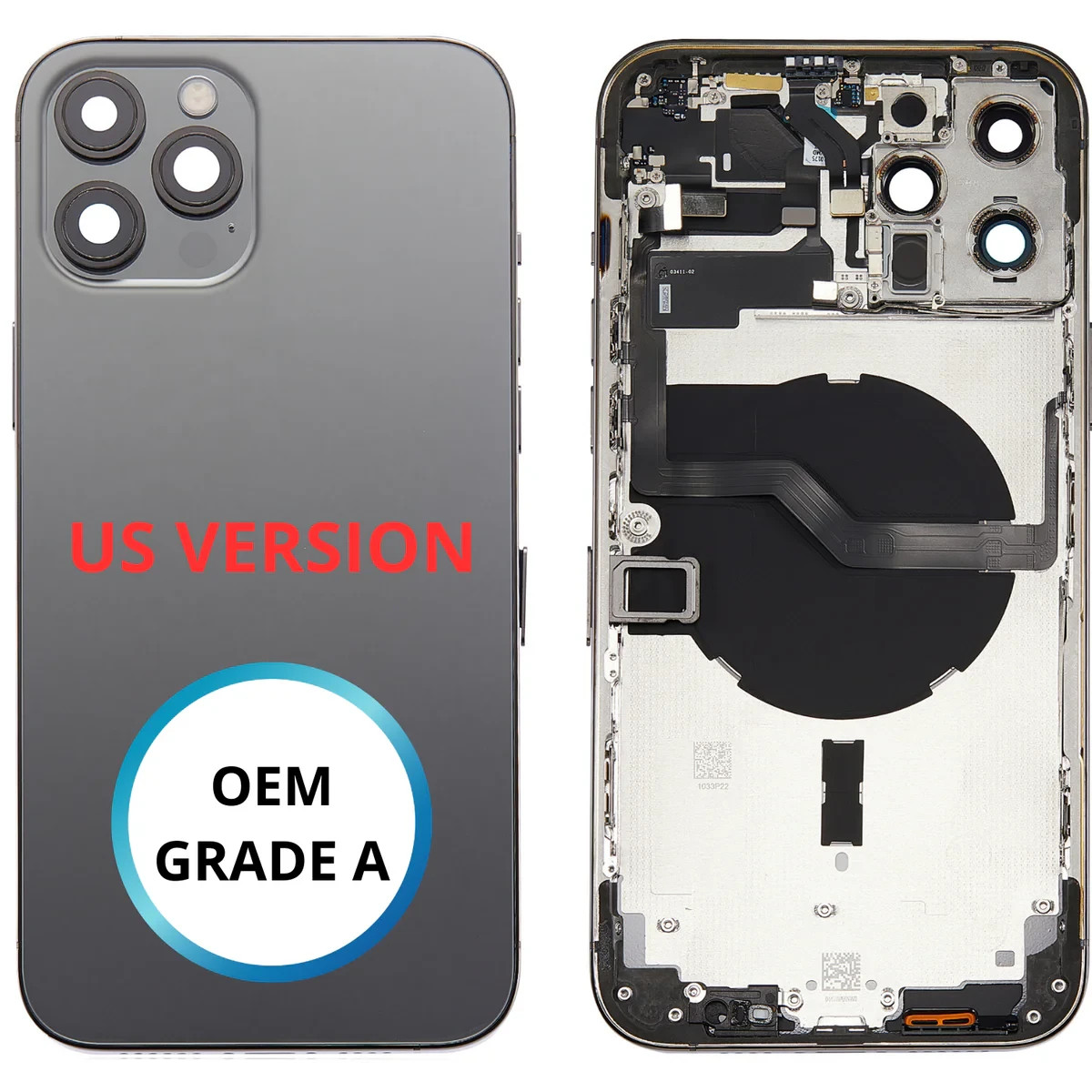 Châssis iPhone 12 Pro Max argent en acier inoxydable d'origine OEM grade A