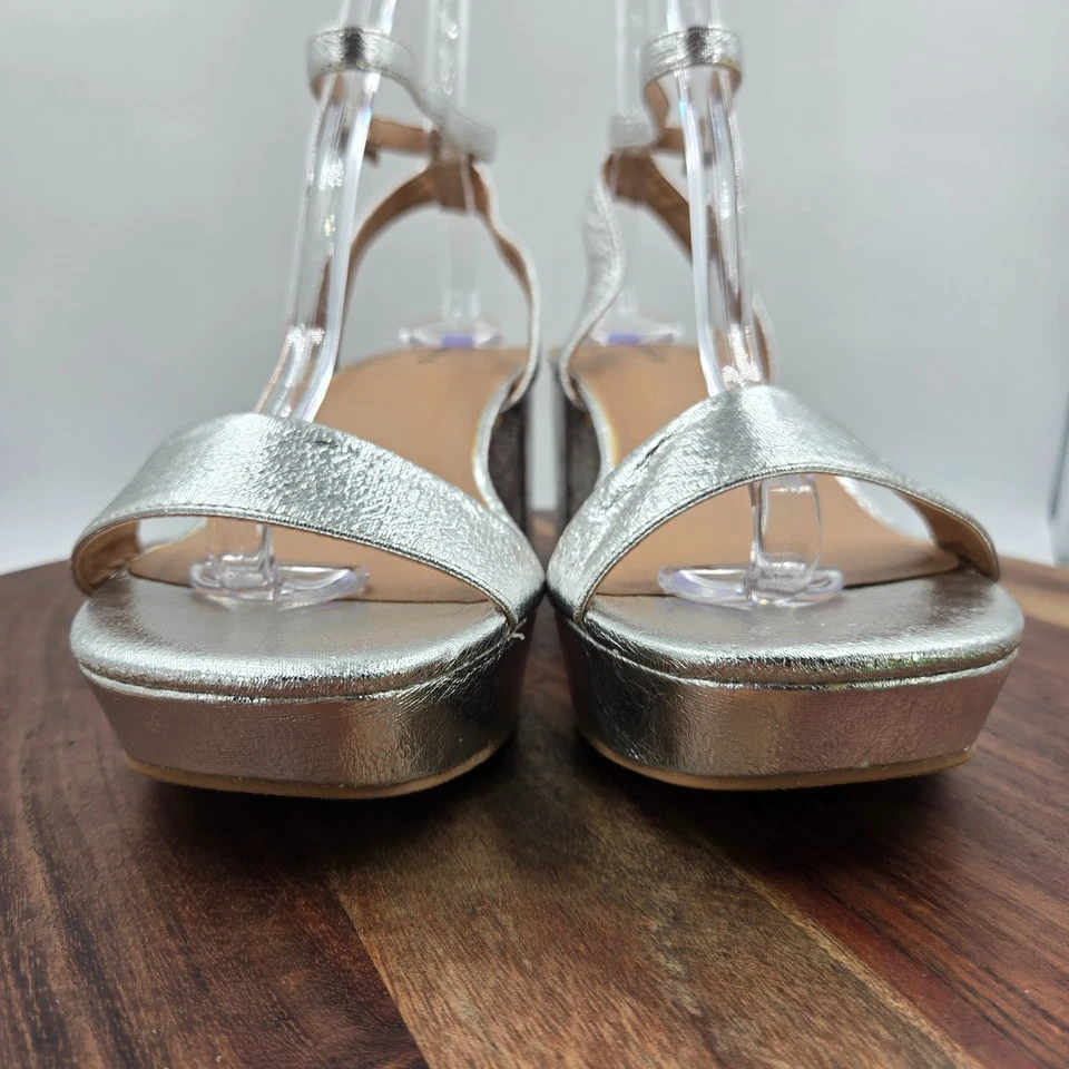 Torrid Platform Heel Shoes Women's 9.5WW Wide Silver Block Strappy Chunky Dance - Image 2 of 4