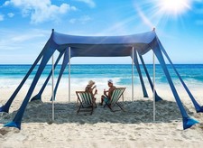 Beach Tent Beach Canopy Sun Shade with UPF50 UV Protection 10x10ft Includes 8