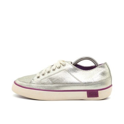 Fitflop Damen 236-198 Schuh Silber Leder Low-Top Bequeme Sohle Sneaker EU 37