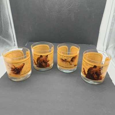 Vintage 1973 Avon Tom O'Brien Wildlife Whiskey 8 Oz Glasses Barware
