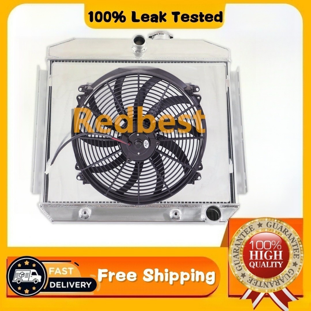 3Row Aluminum Radiator Shroud Fan Fit 1955-1957 Chevrolet Bel Air Nomad L6 #5056