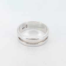 Silver Minimalist Band Ring Split Groove Modernist 925 Sterling Silver Sz N 1/2
