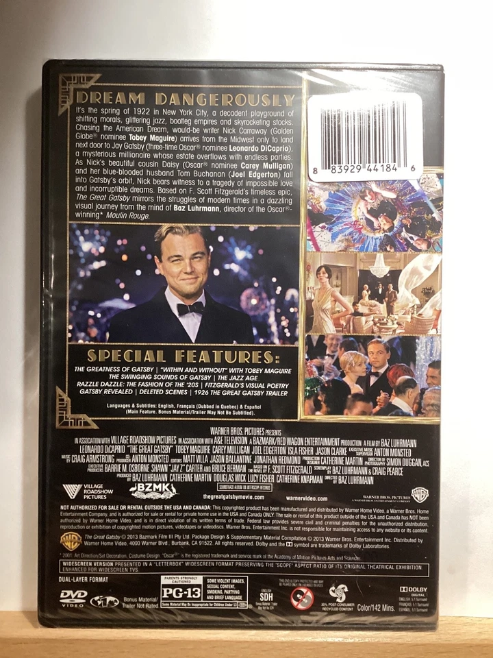 The Great Gatsby: (DVD, 2013) Leonardo DiCaprio - Toby Maguire - Carey Mulligan - Image 2 of 2
