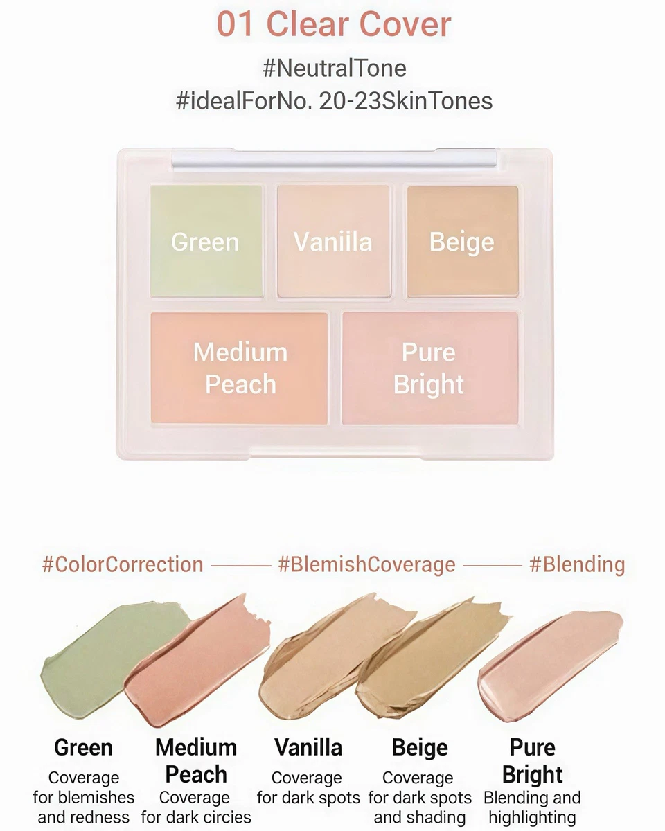 LUNA Colour Corrector Brightening Concealer Makeup Palette | 01 CLEAR COVER