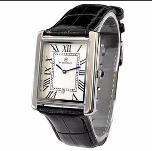 Pablo Raez Watch Vintage Men Classic Quartz Leather  Waterproof Rectangle Watch