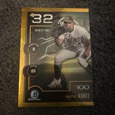 2025 Bowman Nick Kurtz Gold /50 Top-100 Insert #BTP-32 Athletics SP