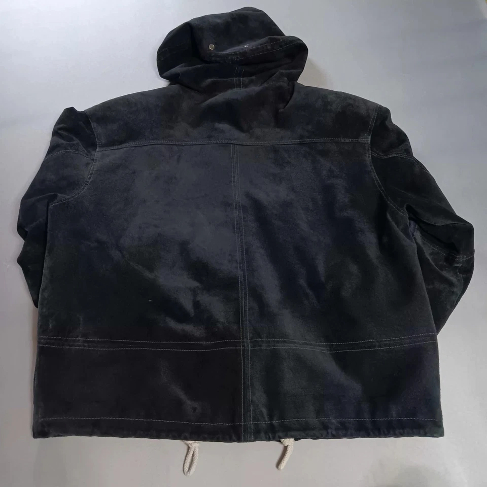 Autêntica Jaqueta Winlit 1969 Masculina M Couro de Cor Escura com Zíper Bolsos com Capuz  - Imagem 2 de 4