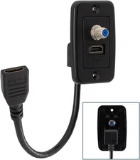 RecPro RV Cable TV Hookup Extender Coaxial Connector and HDMI Black 