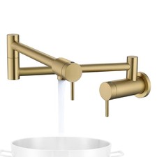 Brushed Gold Pot Filler Faucet, Modern Commercial Wall Mount Kitchen Faucets,...
