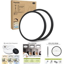 2Pack Flush Mount LED Ceiling Light Fixture Black 12Inch Dimmable