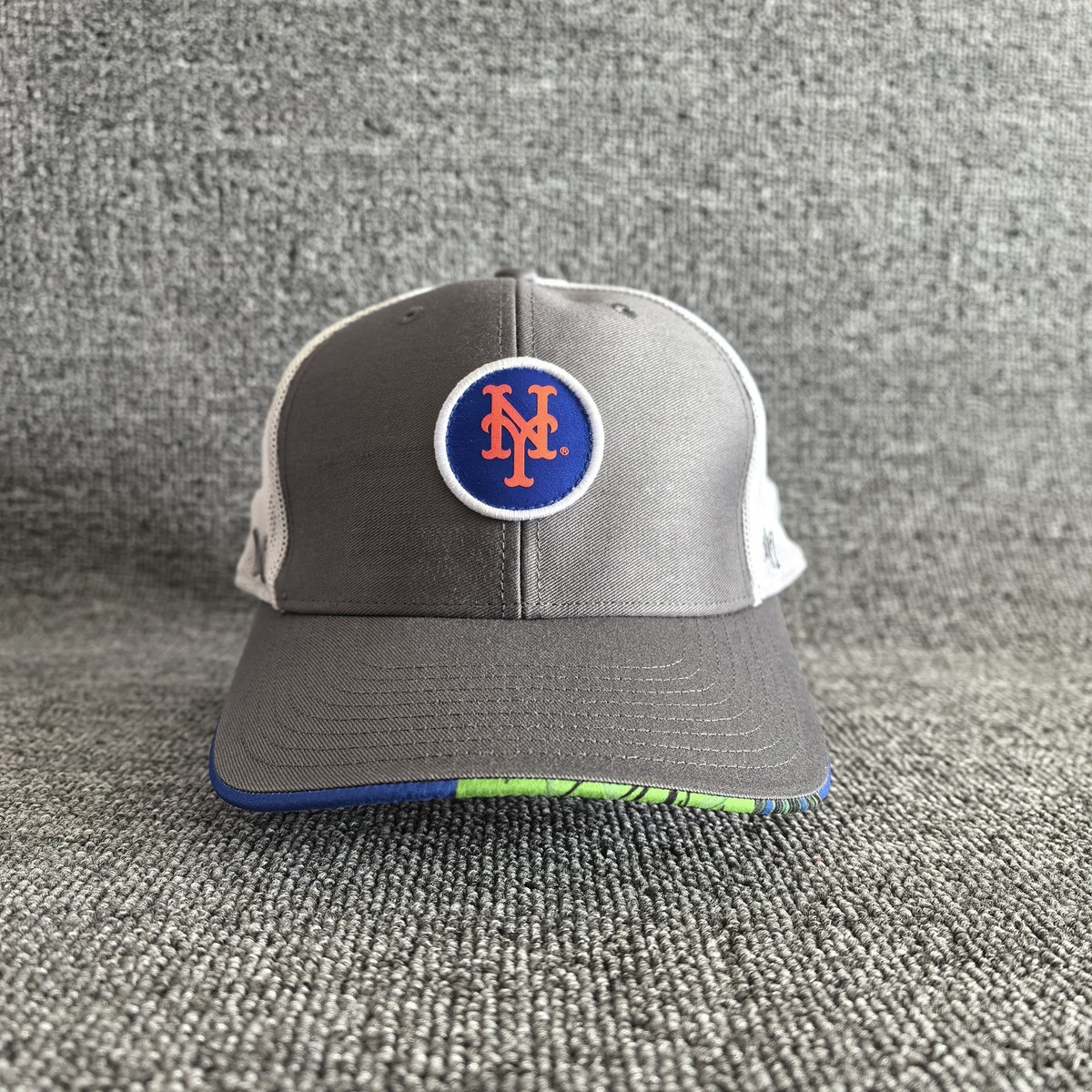 '47 Brand New York Mets MLB Trucker Snapback Cap Gray White Mesh Hat