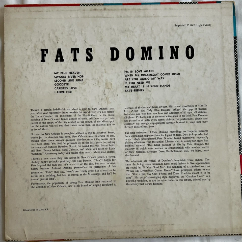 Fats Domino - Rock and Rollin' - OG 1956 Imperial LP 9009 Microgroove + Inner - Image 3 of 4