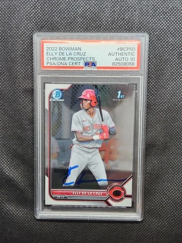 2022 Bowman Chrome Elly De La Cruz RC 1st Blue Ink On-Card Auto PSA 10
