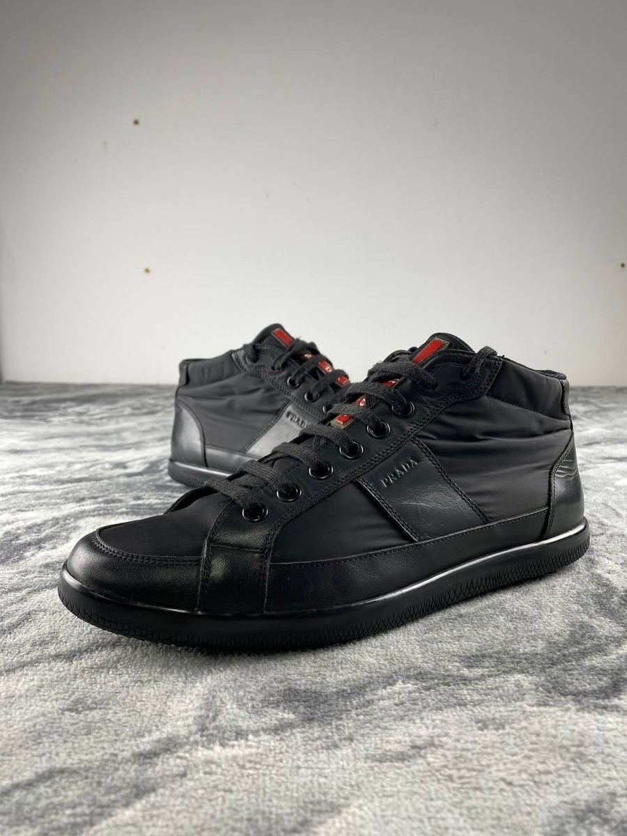 Prada Leather High Trainers Men Size 10 Black | eBay