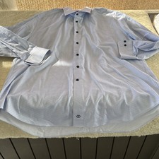 David Donahue Shirt Men s 18 34/35 Light Blue Button Up Dress Shirt XXL Cotton