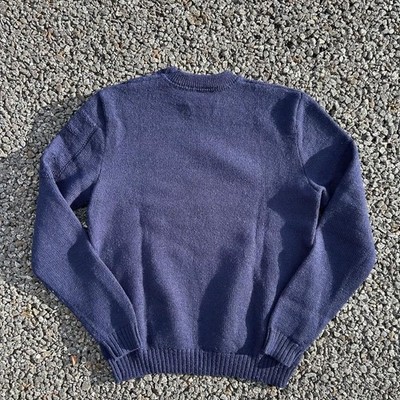 RRL Military Wool Knit Navy Stencil Sweater Medium Rare 90s US