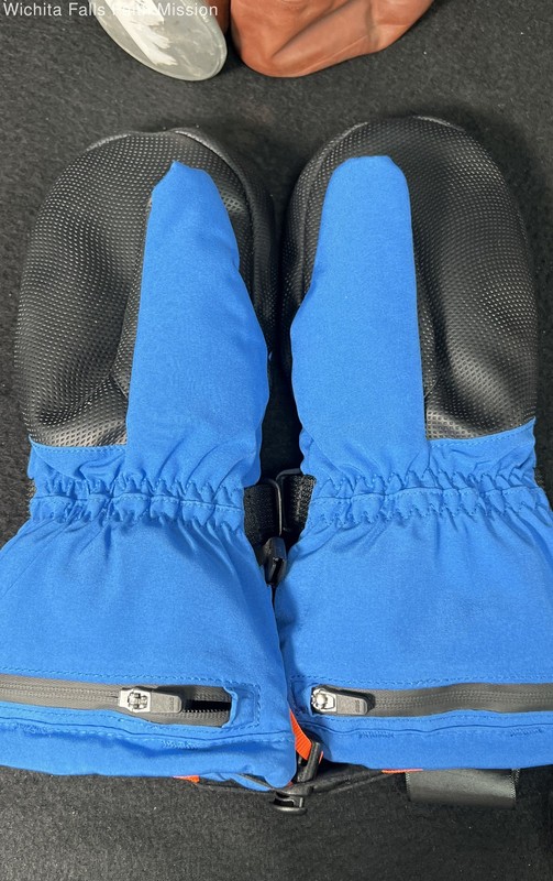 WASOTO Heated Ski Mittens WMK001 Blue Black With AC Adapters & Storage Bag
