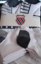 NEW 6 PACK OF MENS K-SWISS WHITE ANKLE SOCKS HALF CUSHION Y HEEL SOCK SIZE 10-13